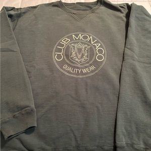 Club Monaco Logo crest Sweatshirt Forest Green Sz Large.
